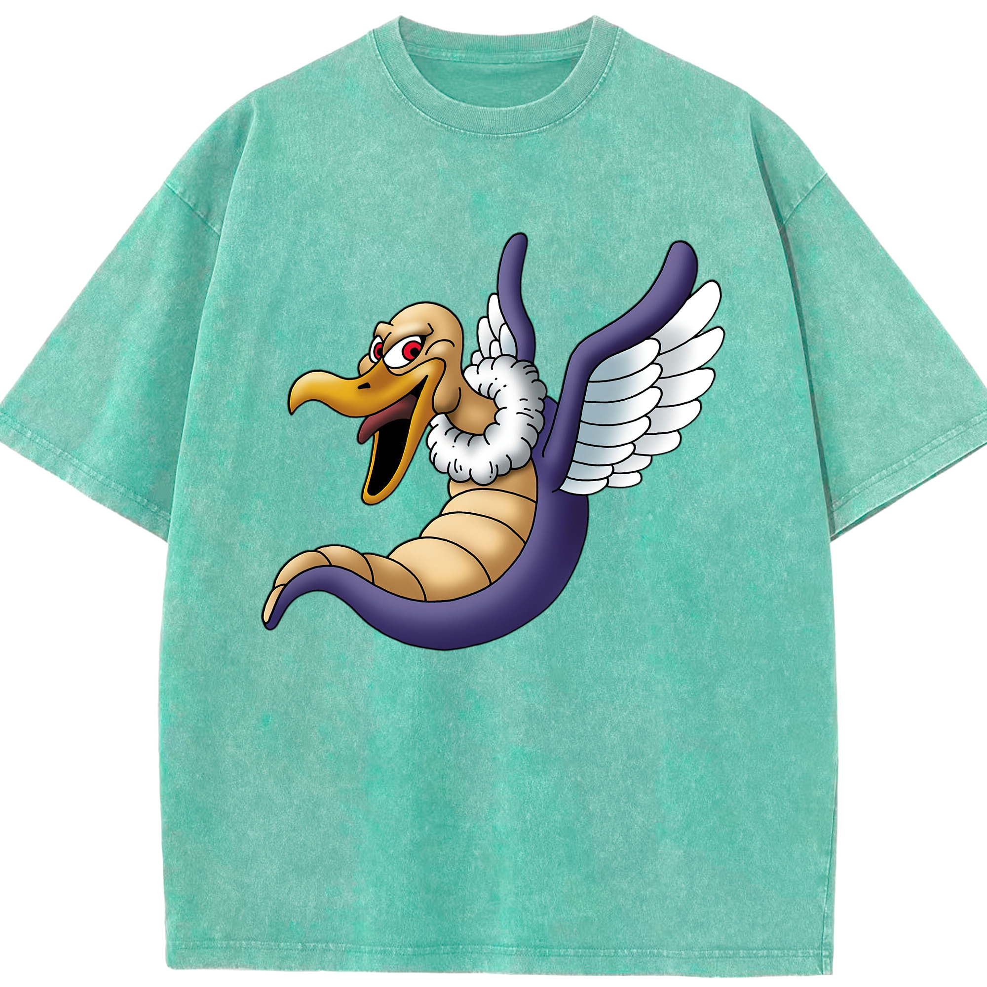 （画像用） ドラゴンクエスト Doragon Kuesuto Dragon Quest 綿100% ヴィンテージ風 半袖Tシャツ（フロントプリント）